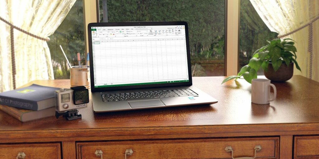 A laptop with Excel application