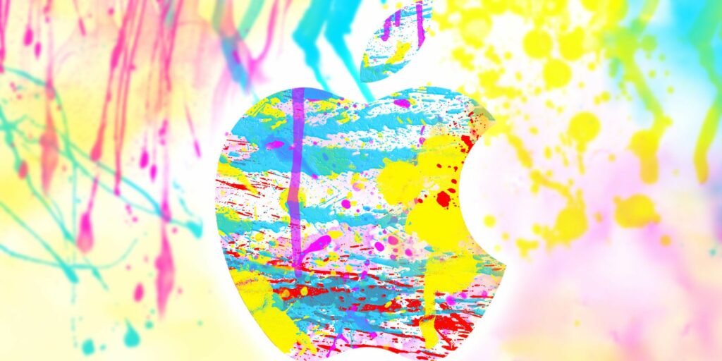 Apple logo made with colorful paints