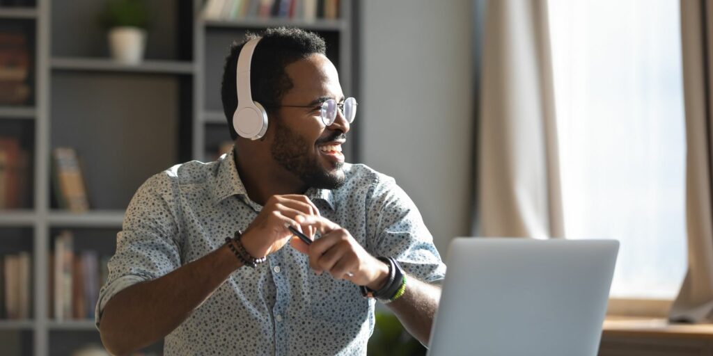 man listening to music