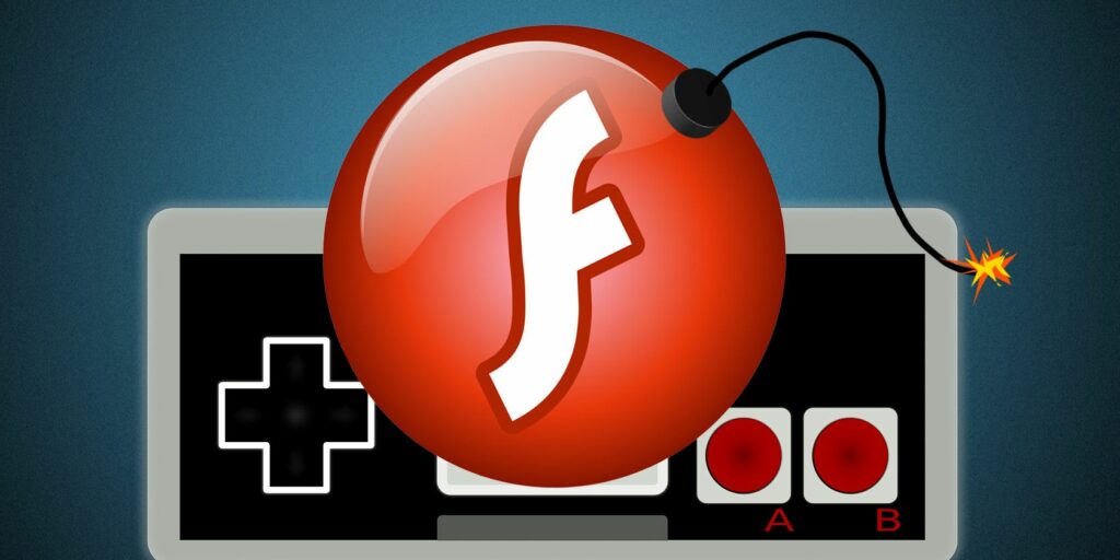 Bomb with Adobe Flash logo on top of video game controller