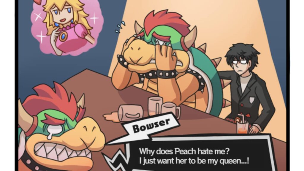 El dibujante de Bowsette hace un nuevo cómic sobre la inclusión de Joker en Super Smash Bros. Ultimate