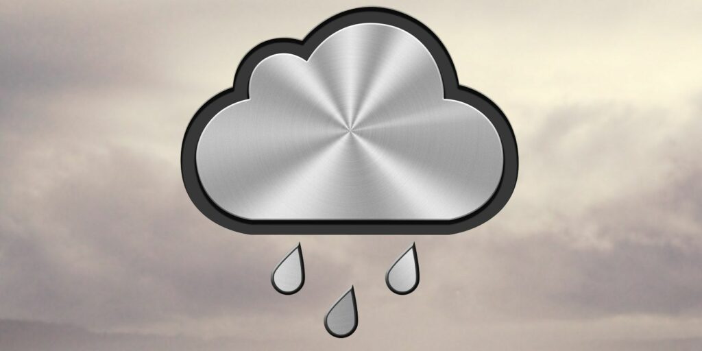 iCloud Drive cloud logo raining