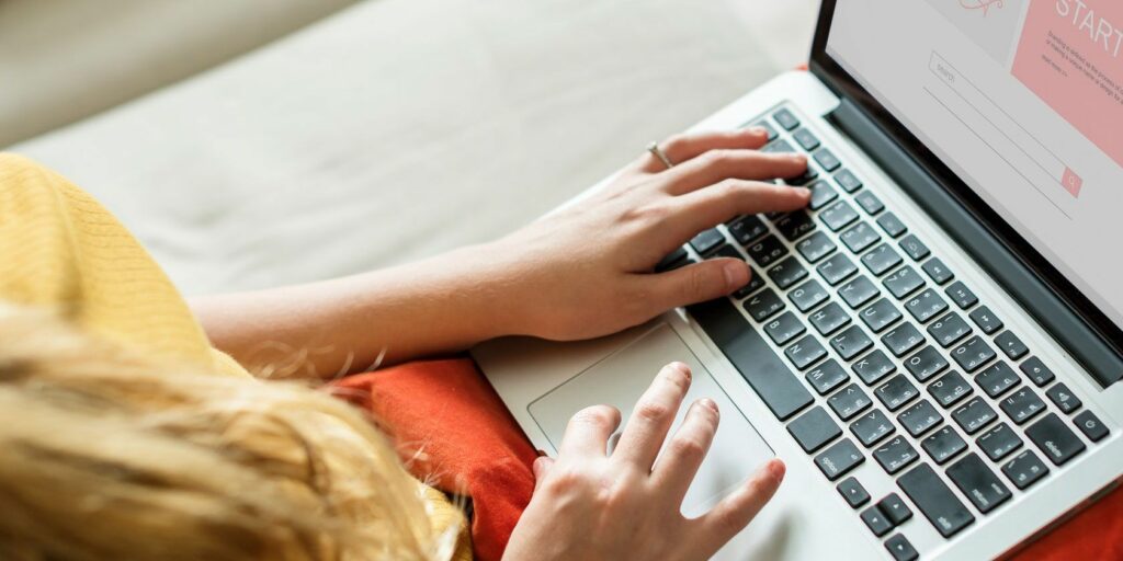 Person working on a laptop