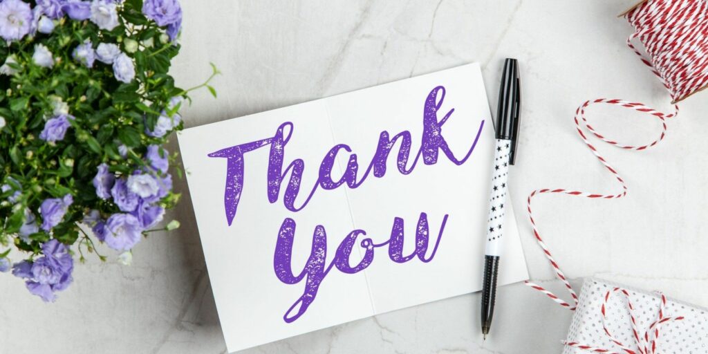 A thank you card