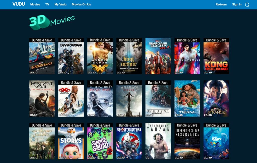 Comment diffuser des films 3D sur Vudu