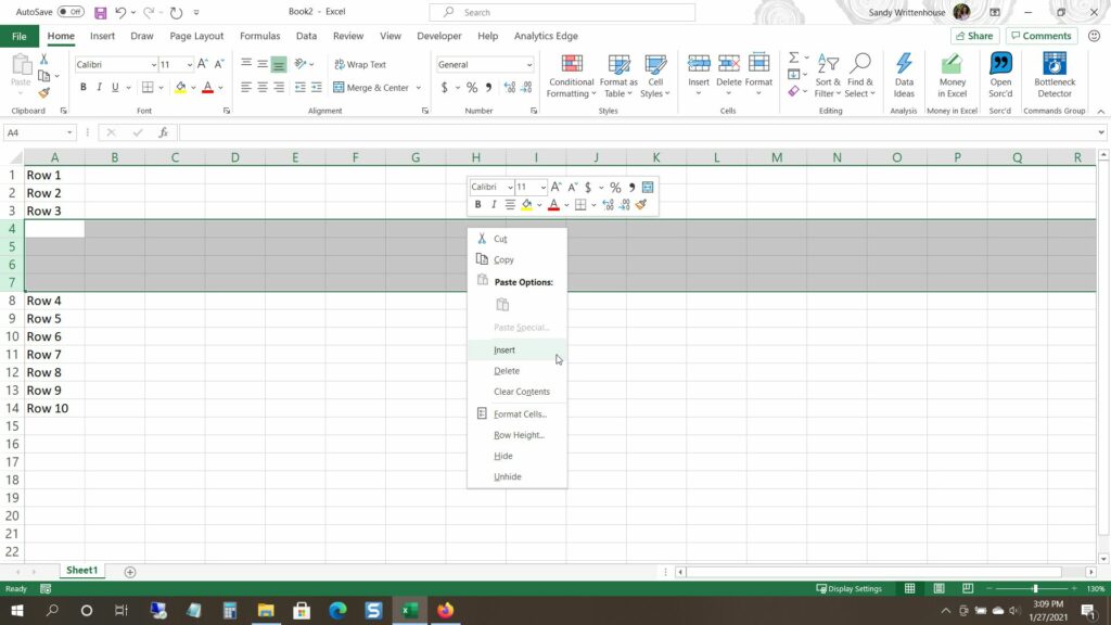 Comment insérer plusieurs lignes dans Excel