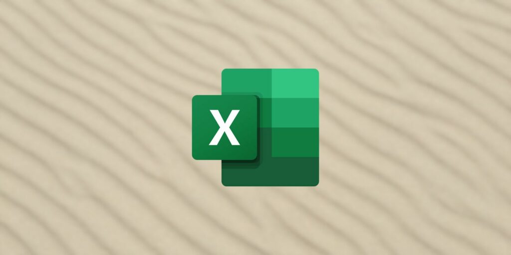 Excel logo on sand background.