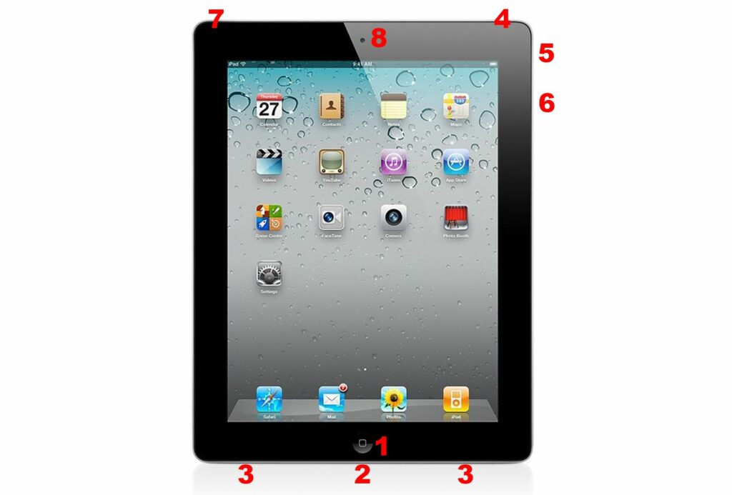 Explication du matériel, des ports et des boutons de l'iPad 2