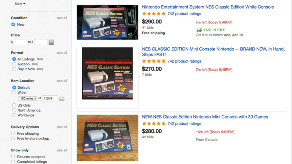 El precio de NES Mini en eBay se dispara hasta cifras realmente desorbitadas