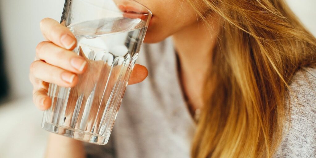 woman drinking water