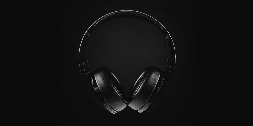 black headset on a black background