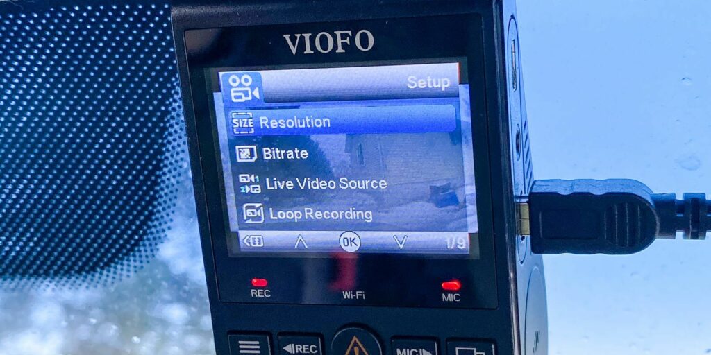 Viofo duo dashcam review front display