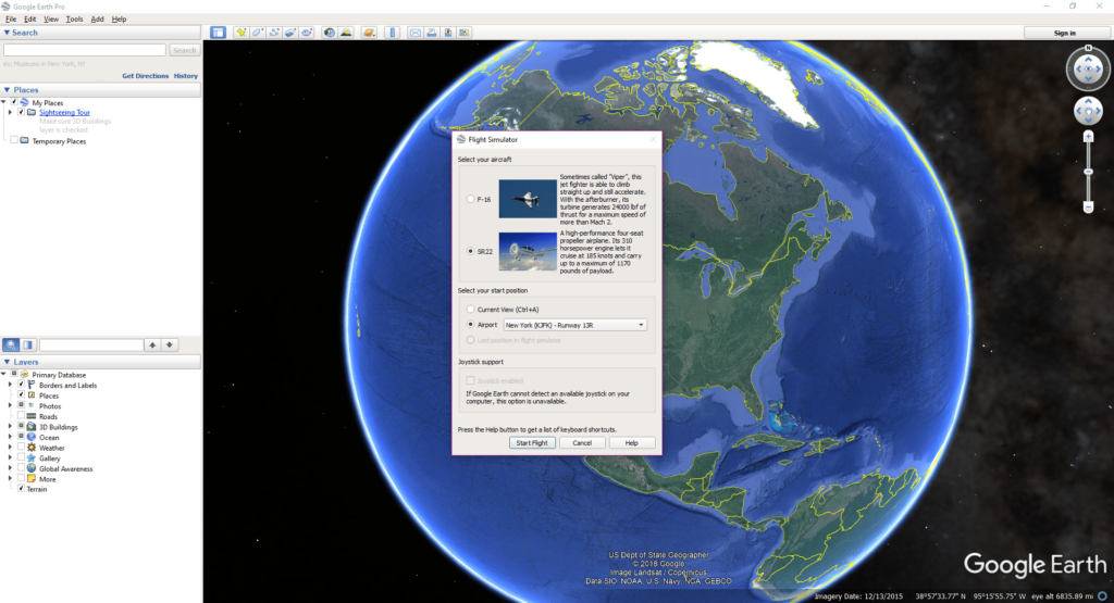 Simulateur de vol Google Earth