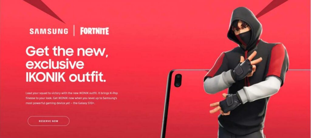 Voici le skin exclusif Fortnite IKONIK pour le Galaxy S10+