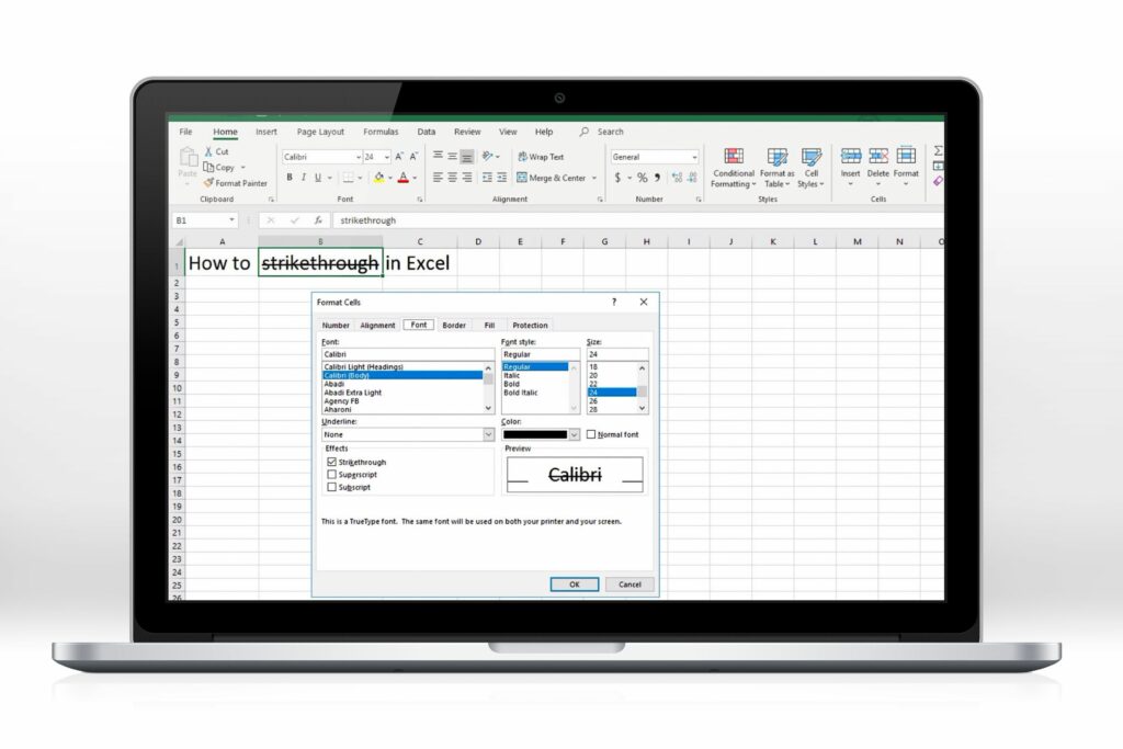 Comment barré dans Excel