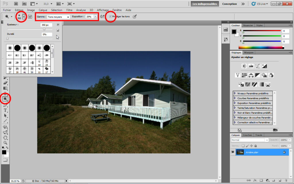 Comment assombrir une zone sur Photoshop ?