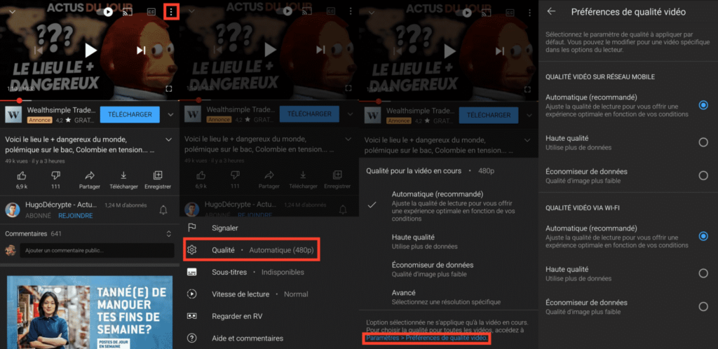 Comment changer la qualité d'une vidéo ?