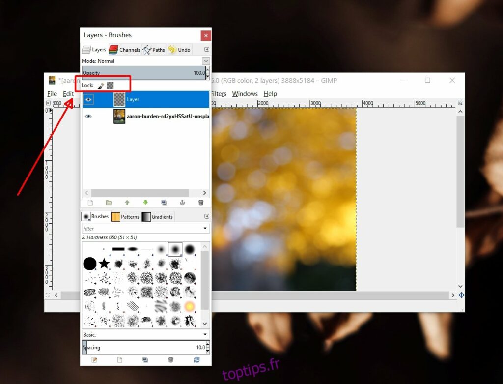 Comment gommer en transparent sur Gimp ?