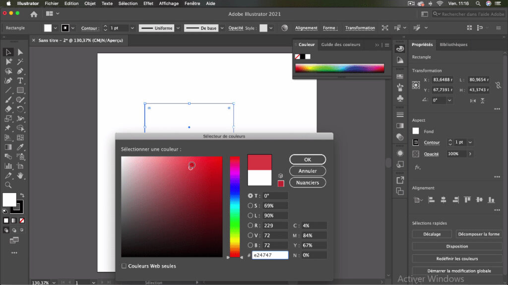 Comment mettre de la couleur dans une forme Illustrator ?