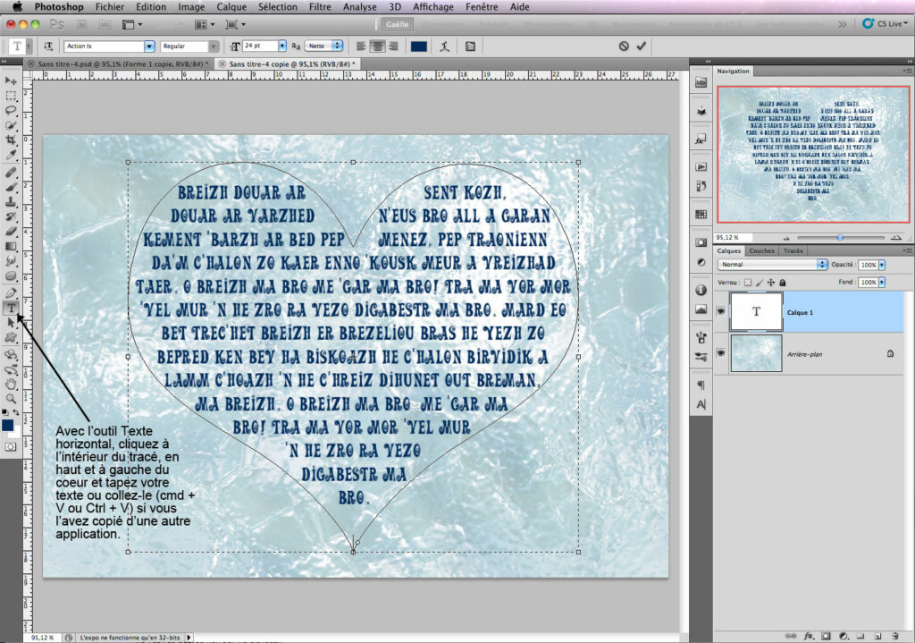 Comment mettre du texte dans une forme Photoshop ?