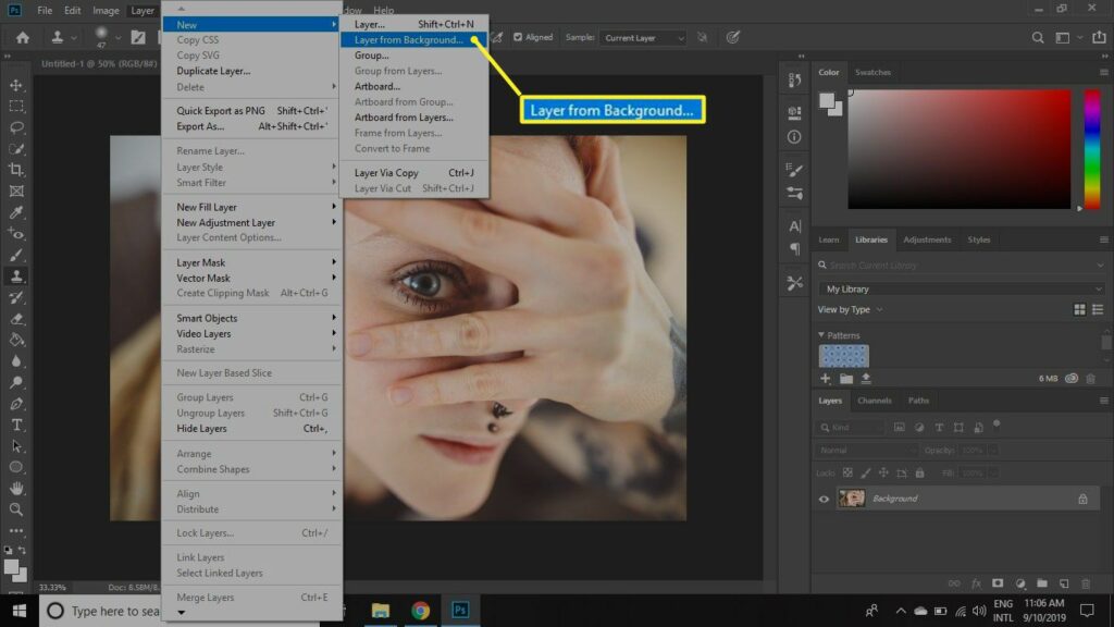 Comment mettre un calque en Arrière-plan sur Photoshop ?