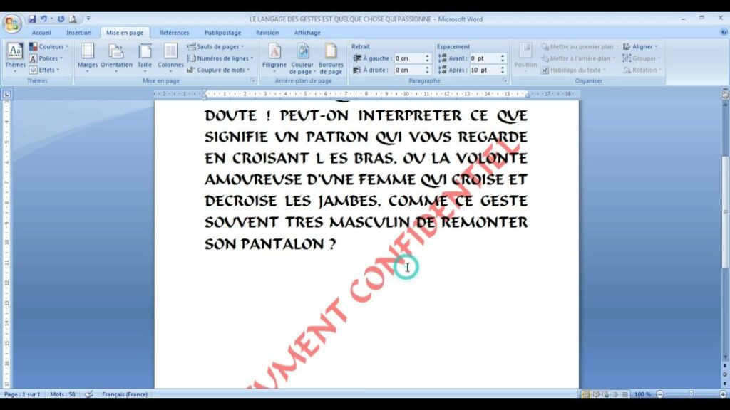 Comment mettre un document en transparence ?