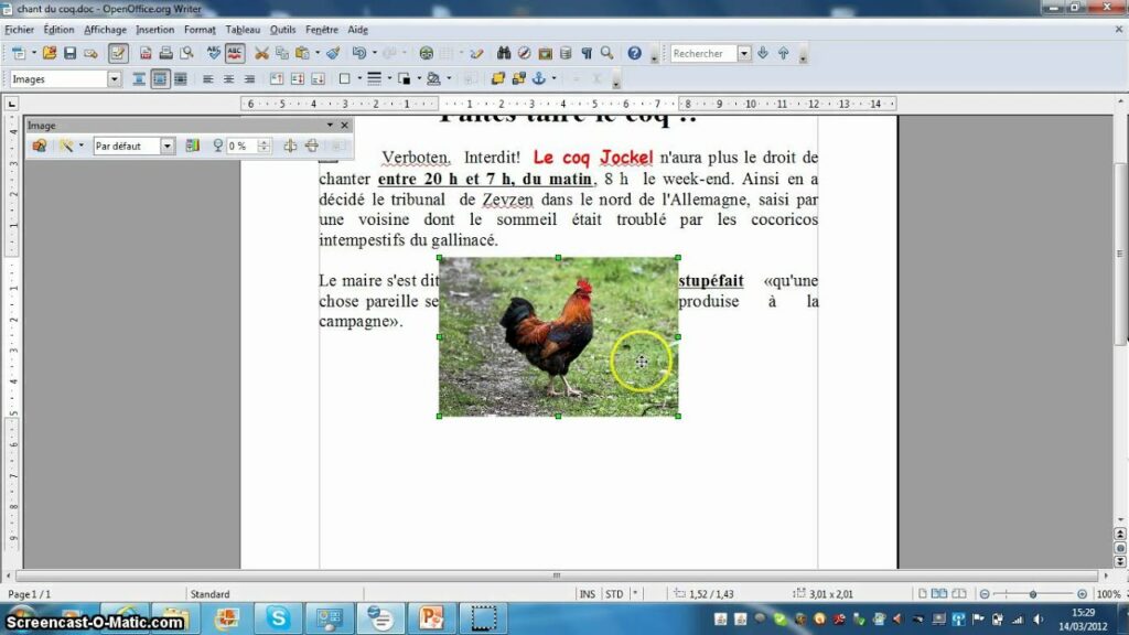 Comment mettre une image derrière le texte sur Open Office ?