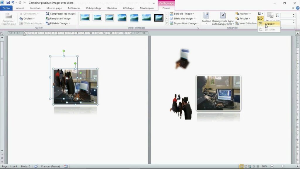 Comment superposer deux images en transparence sur Word ?