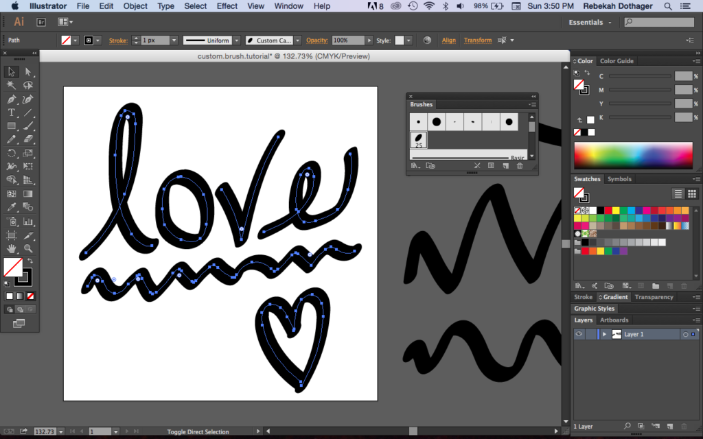 How do I create a custom brush in Illustrator?