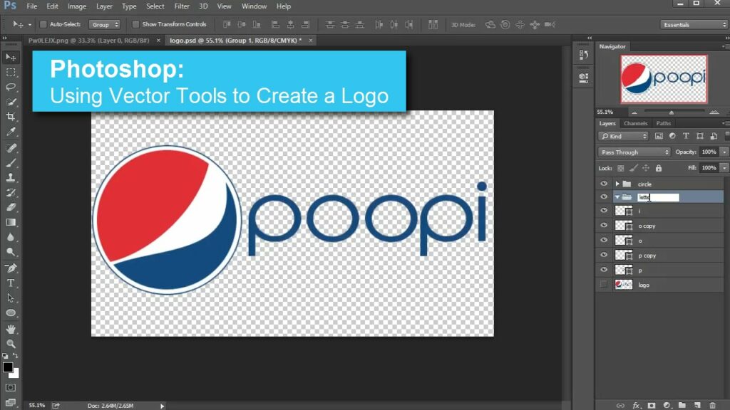 How do I make a PNG logo in Photoshop?