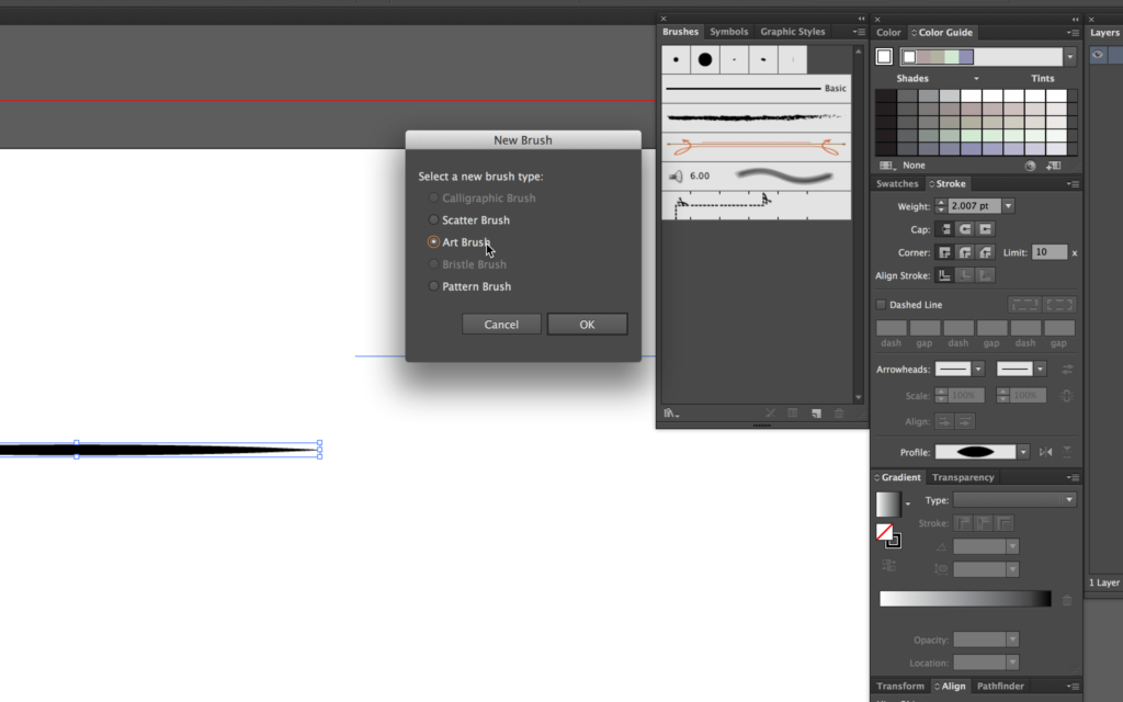 How do you change the brush hardness in Illustrator?