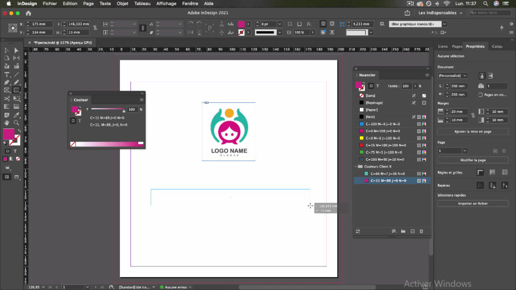 Où est la pipette sur InDesign ?