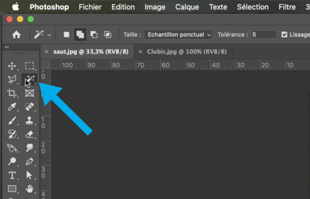 Où se trouve l'outil Baguette magique sur Photoshop ?