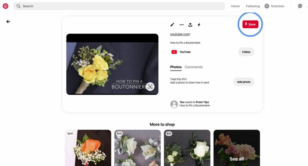 Comment publier une vidéo YouTube sur Pinterest