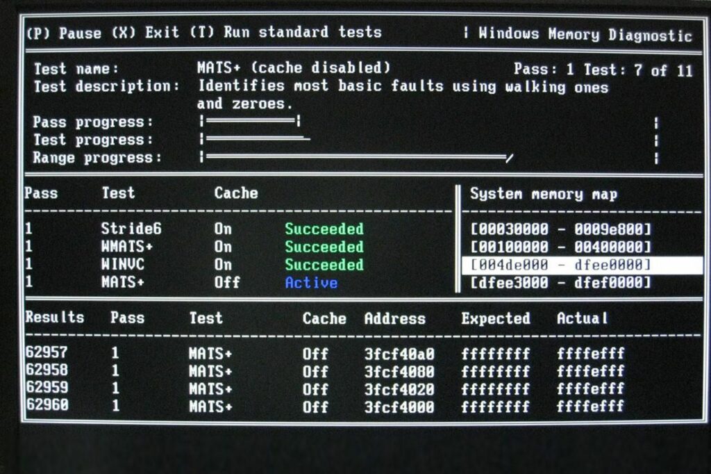 Diagnostics de la mémoire Windows