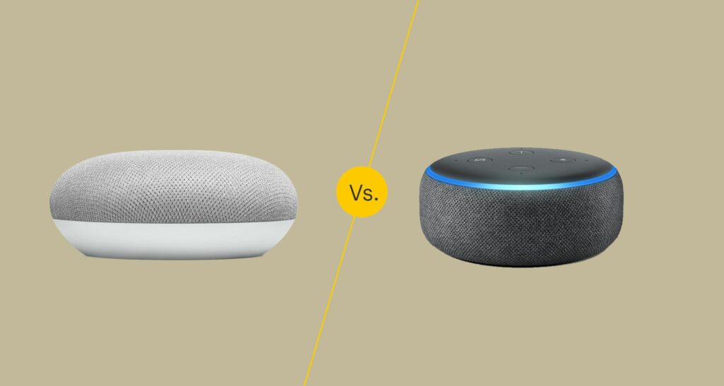 Google Home Mini et Amazon Echo Dot