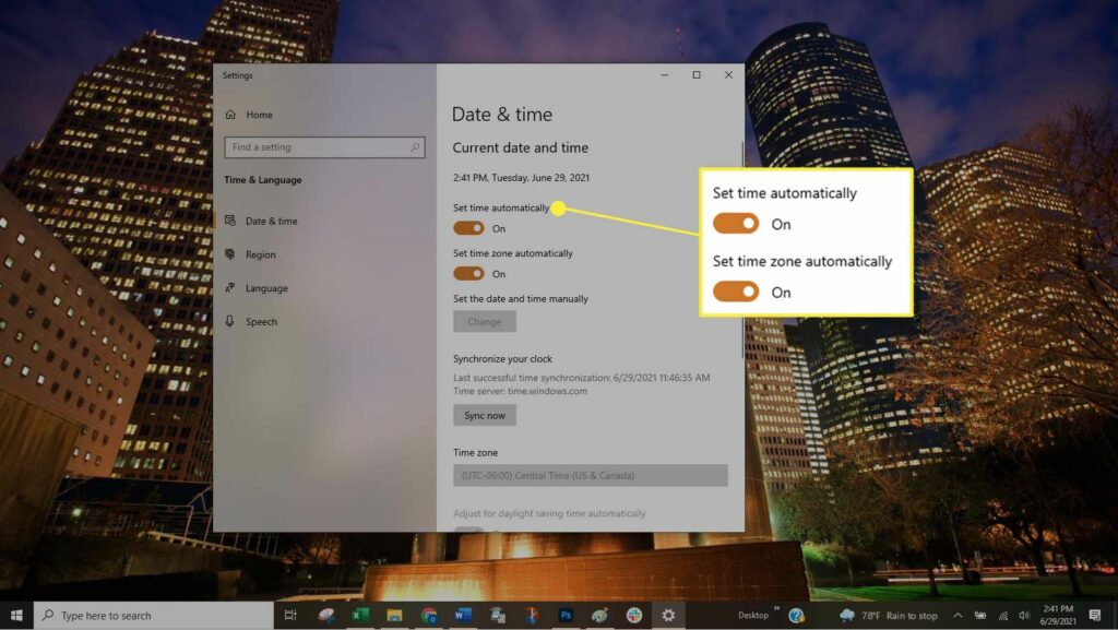 Modifier la date et le fuseau horaire sur un ordinateur portable Windows