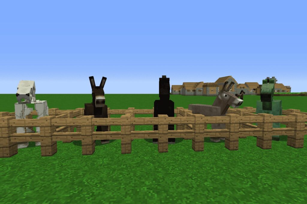 Animaux Minecraft expliqués: chevaux, ânes et mulets