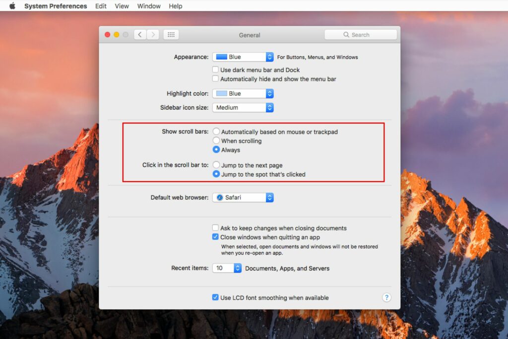 Comment configurer les barres de défilement sous macOS et OS X