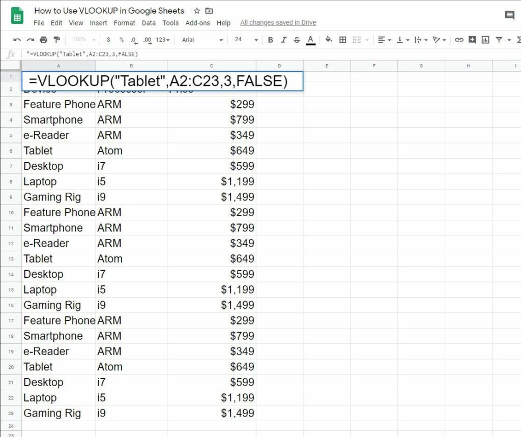 Comment utiliser VLOOKUP dans Google Sheets