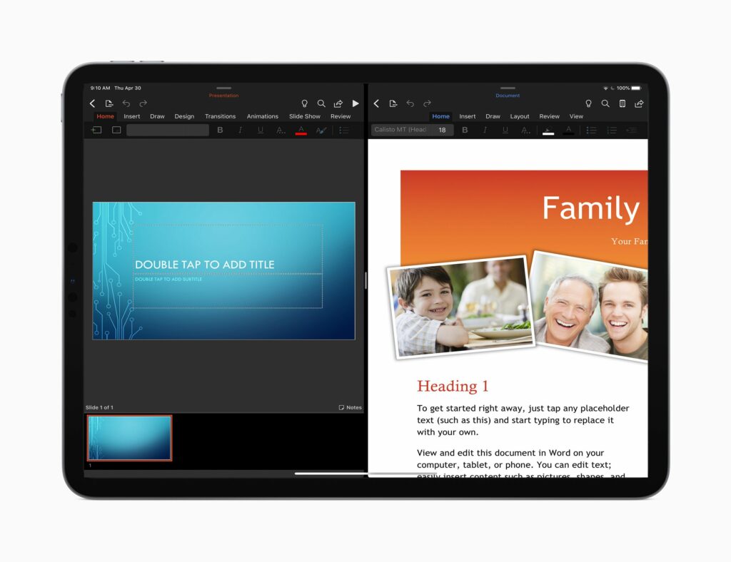 Ouvrir Word et PowerPoint en écran partagé sur iPad