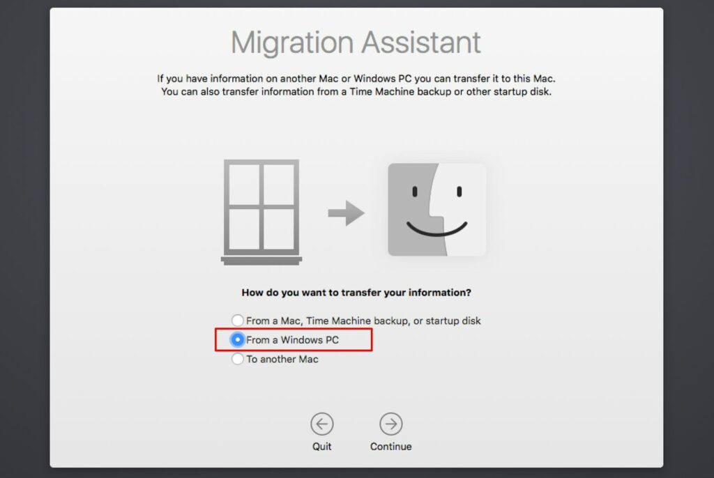 L'assistant de migration Mac peut déplacer les données du PC Windows